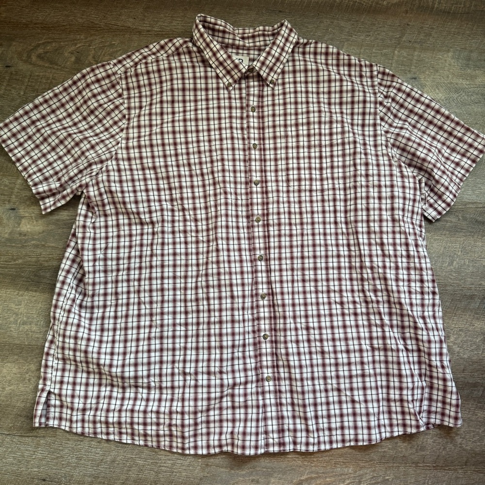 HB Shirt Mens 4XLT Burgundy Plaid Short Sleeve Button Down Big Tall Casual
